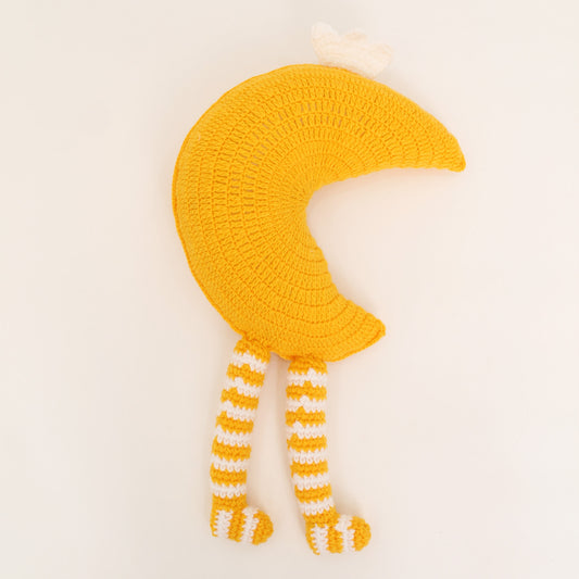 Handmade Sleeping Moon Cuddle Cushion - Yellow