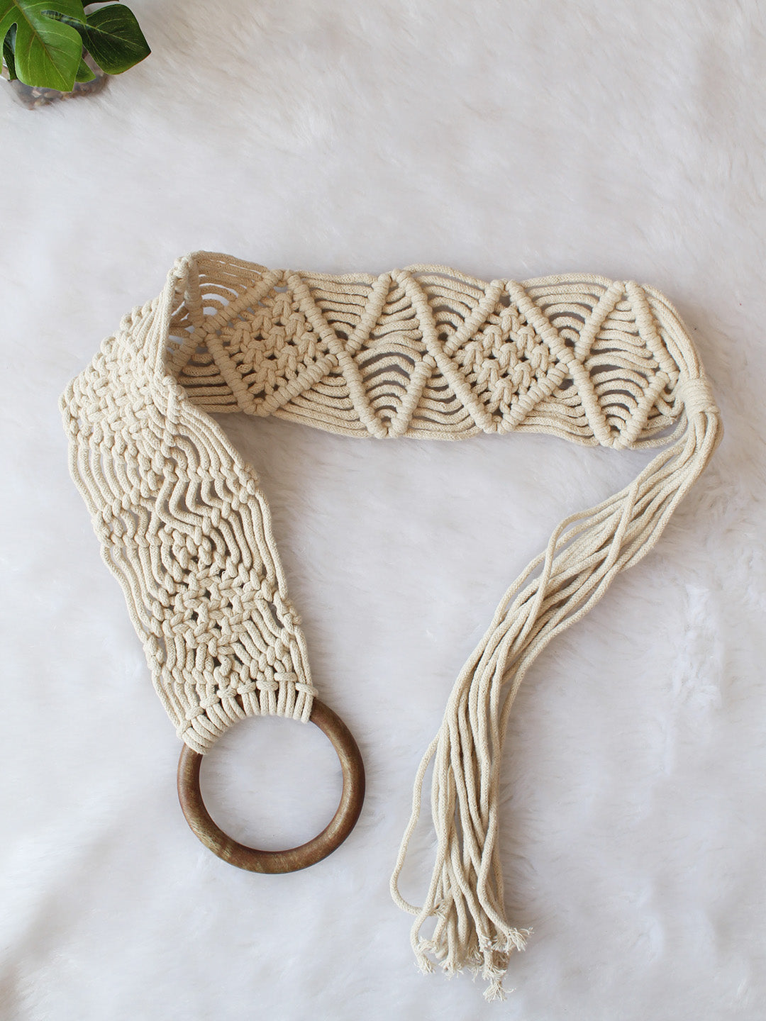 Handmade Bohemian Macrame Braided Belt - Off White