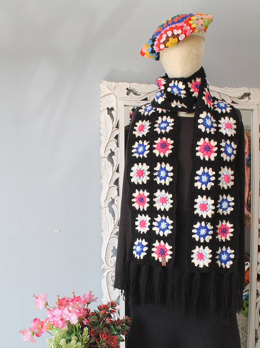 Handmade Granny Square Muffler - Multicolor