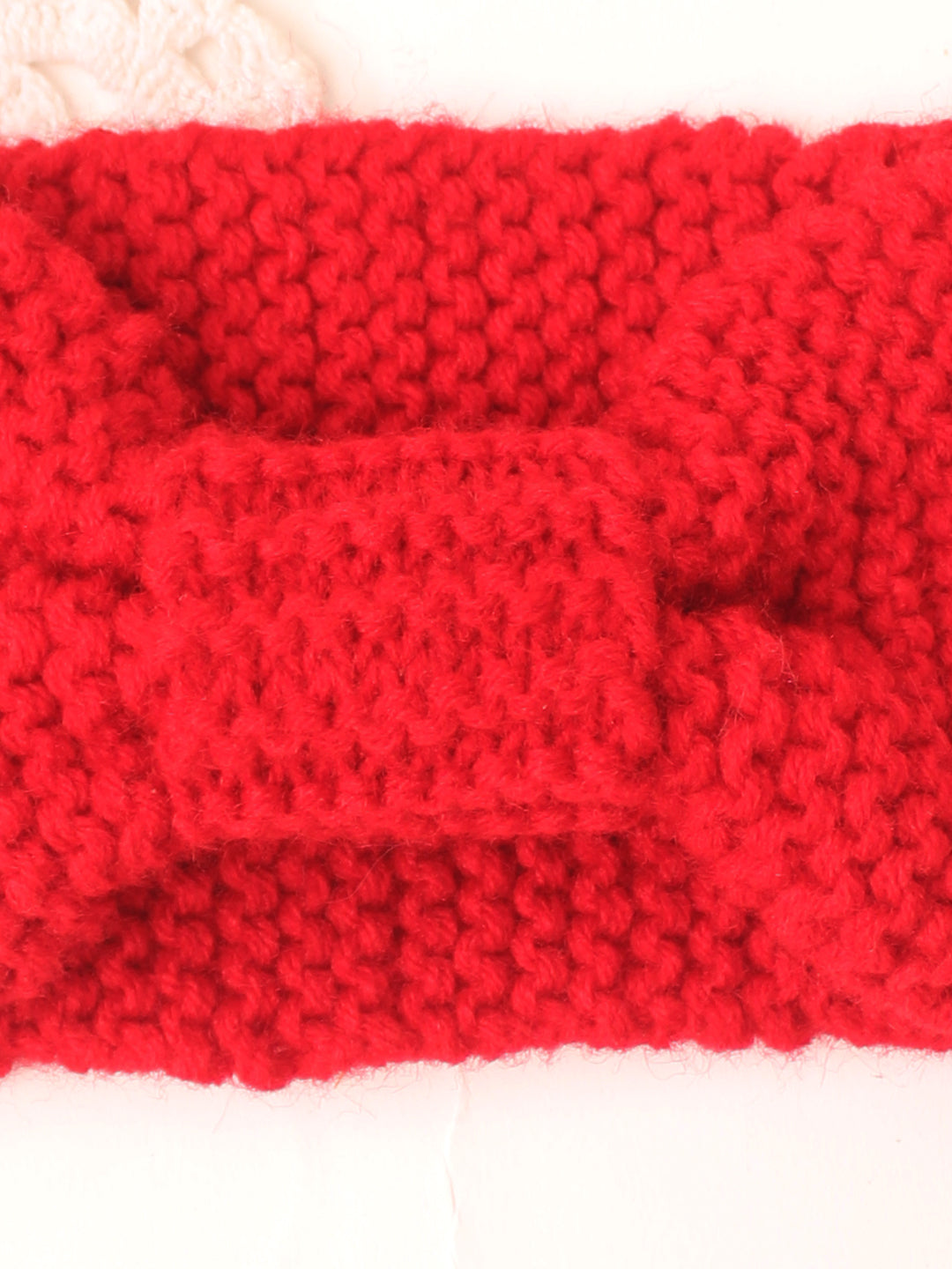 Handknitted Bow or Knot Detailed Headband - Red