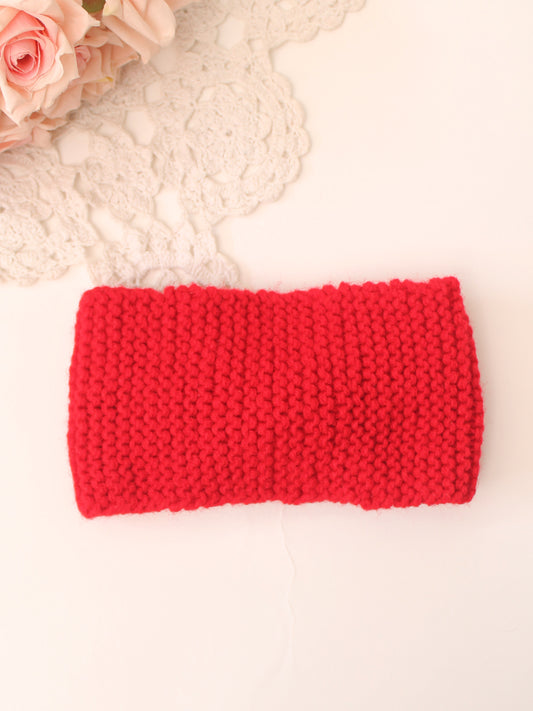 Handknitted Bow or Knot Detailed Headband - Red