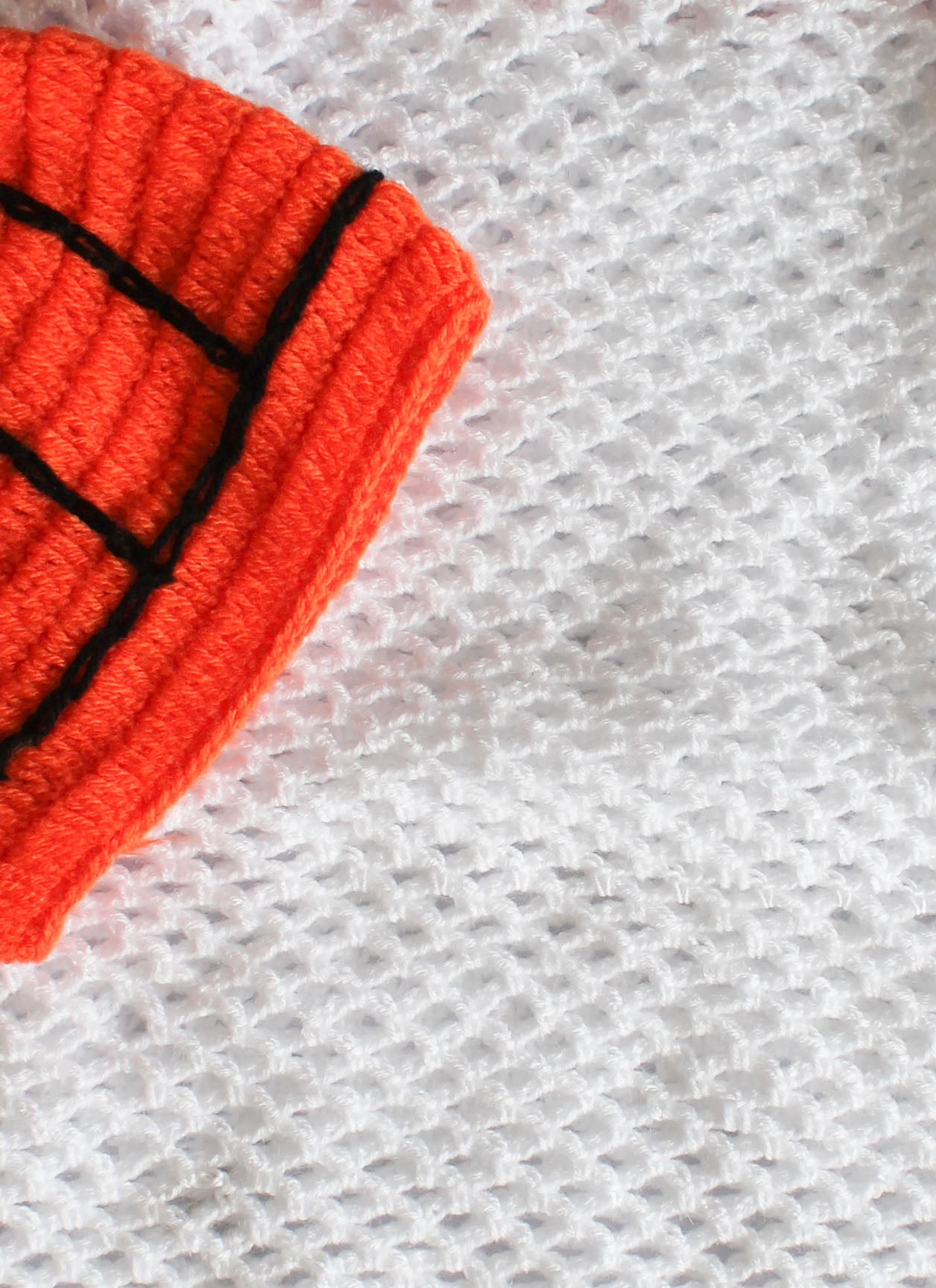 Basketball Design Detailed Cap With Basketball Net Photography Prop - White & Orange