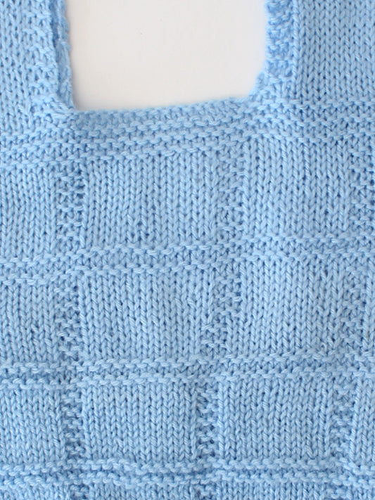 Handknitted Sleeveless Strapy Vest - Sky Blue